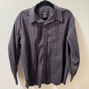 Eddie Bauer Men's Dark Purple Checkered Shirt Size Large